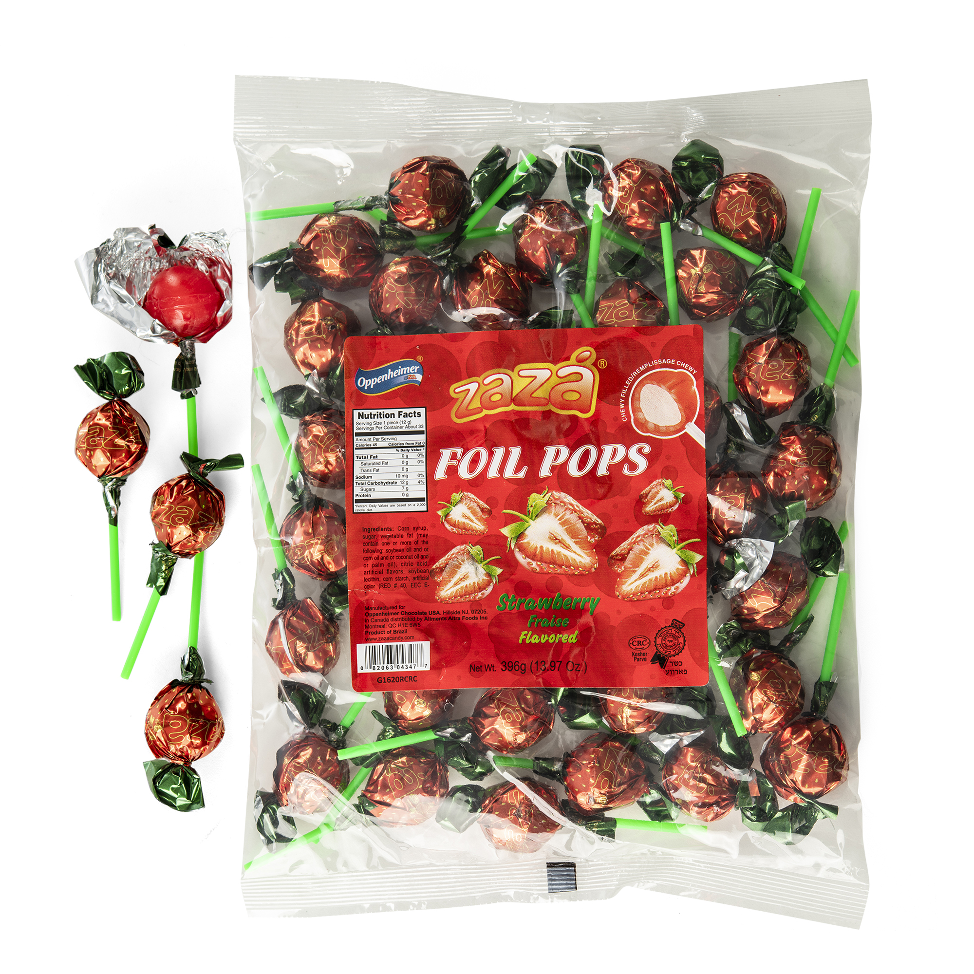 Strawberry Chewy Foil Lollipops (12gr)