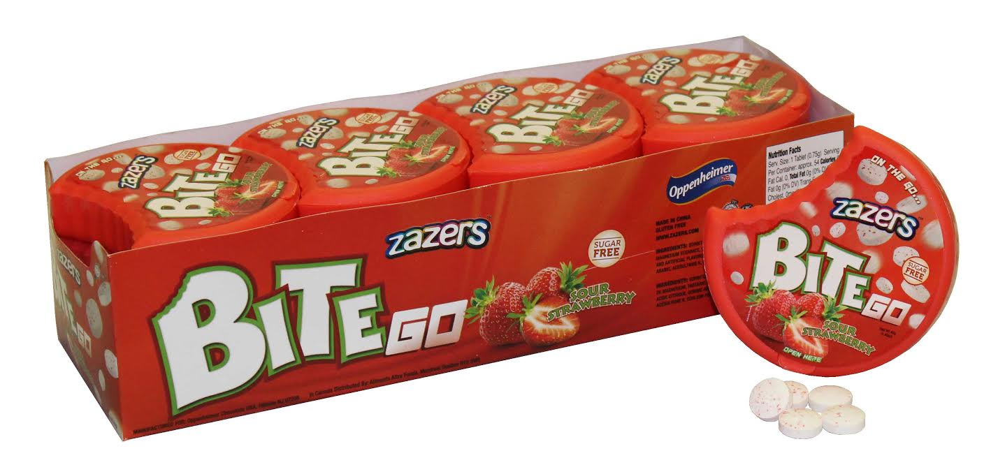 Zazers BiteGo Sugar Free Strawberry Flav