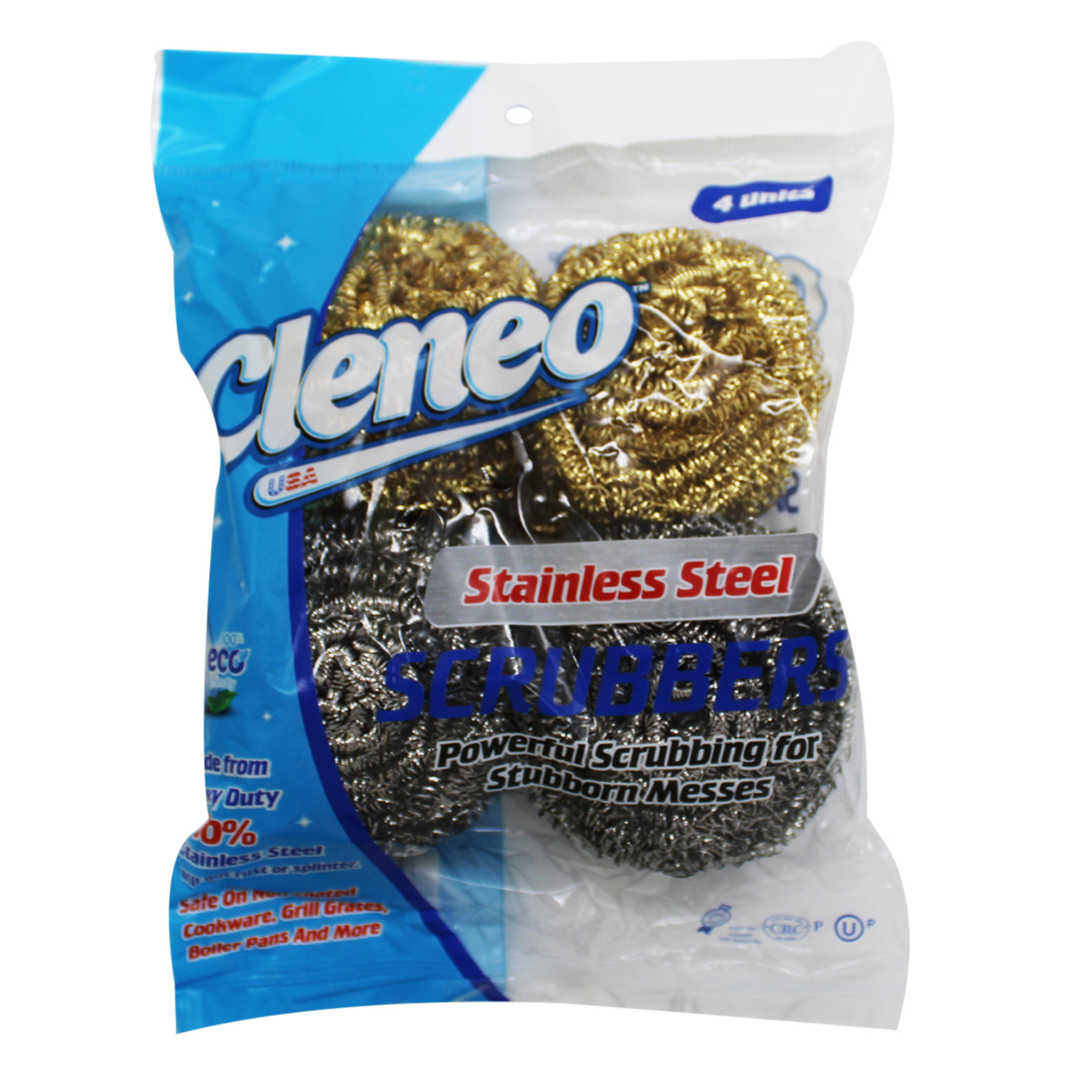 “Cleneo” Stainless Steel Scrubbrs (4pcs)