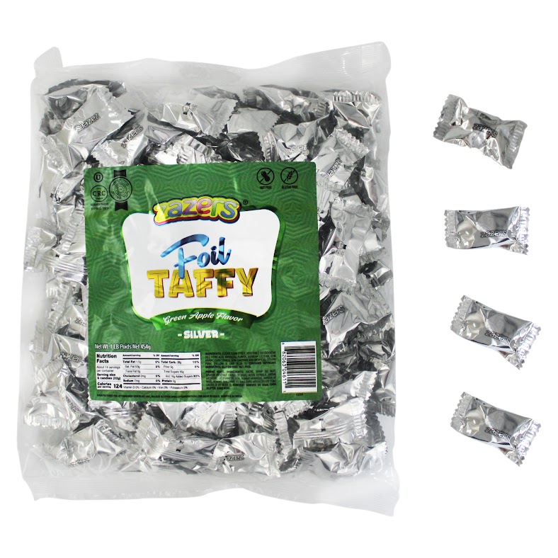 Zazers Foil Taffy (Silver) Sour Green Apple Flv