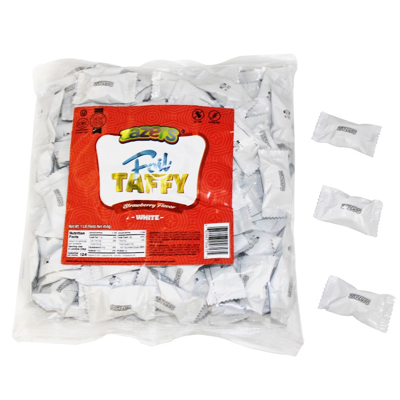 Zazers Foil Taffy (White) Sour Strawberry Flv
