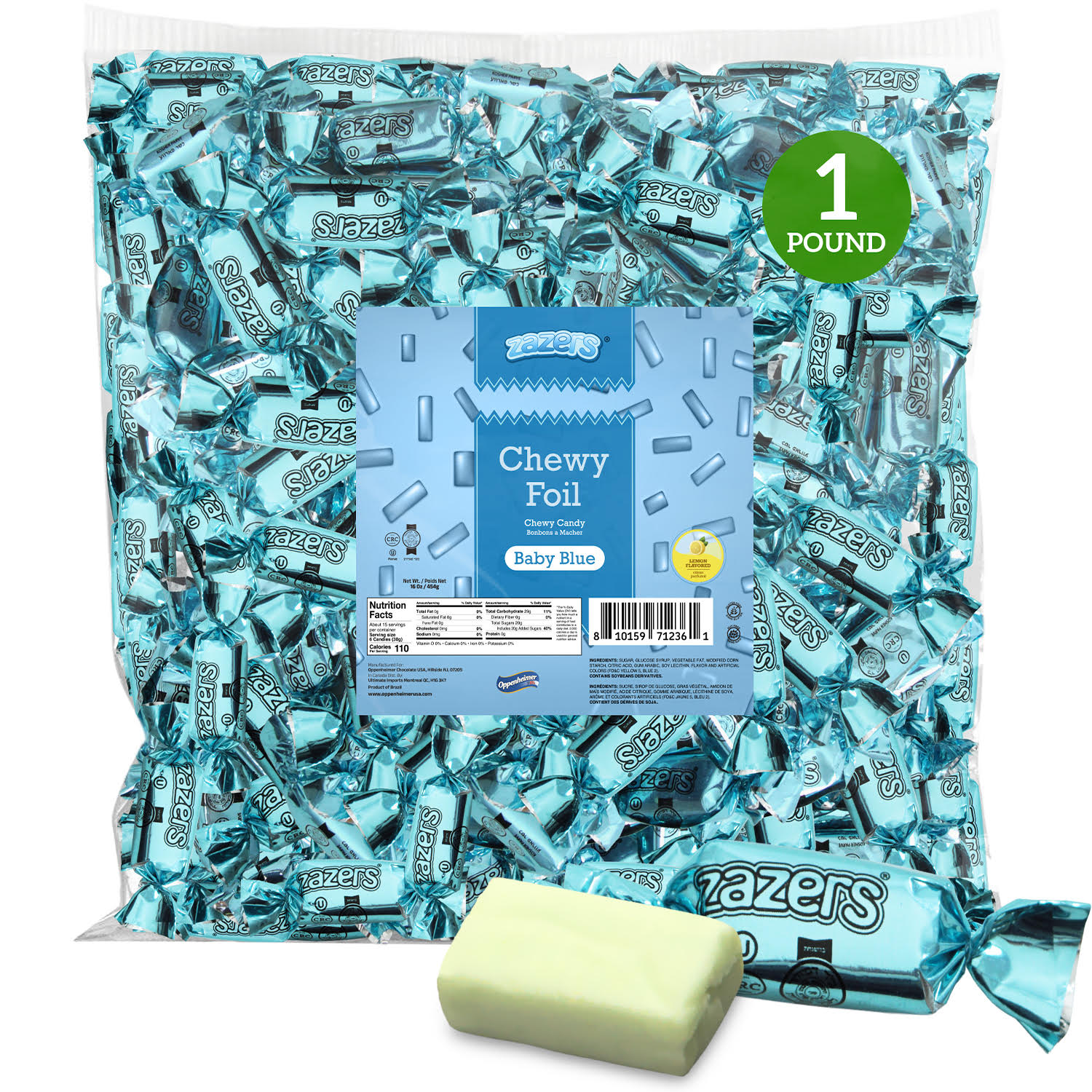 Zazers Foil Taffy (Baby Blue) Lemon Flv