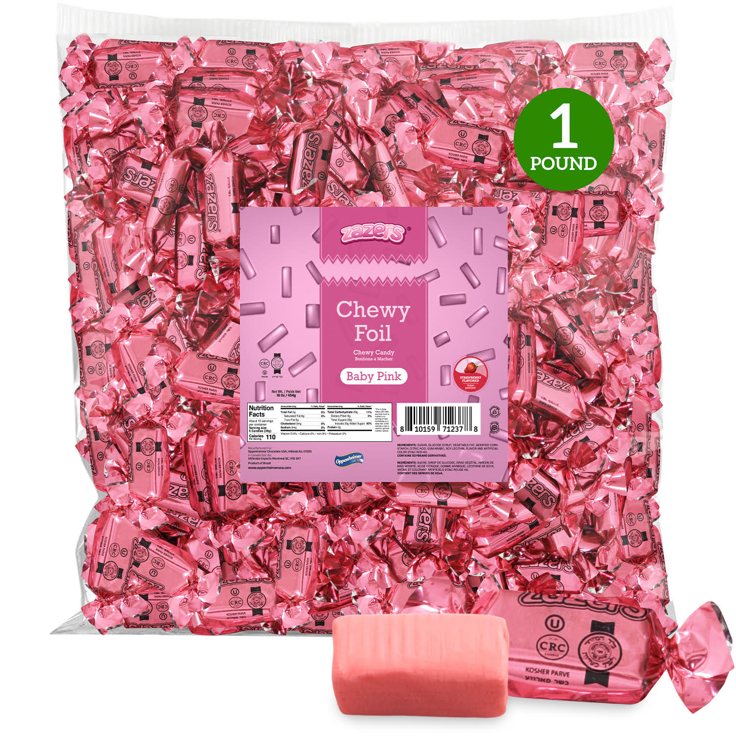 Zazers Foil Taffy (Baby Pink) Stawberry Flv